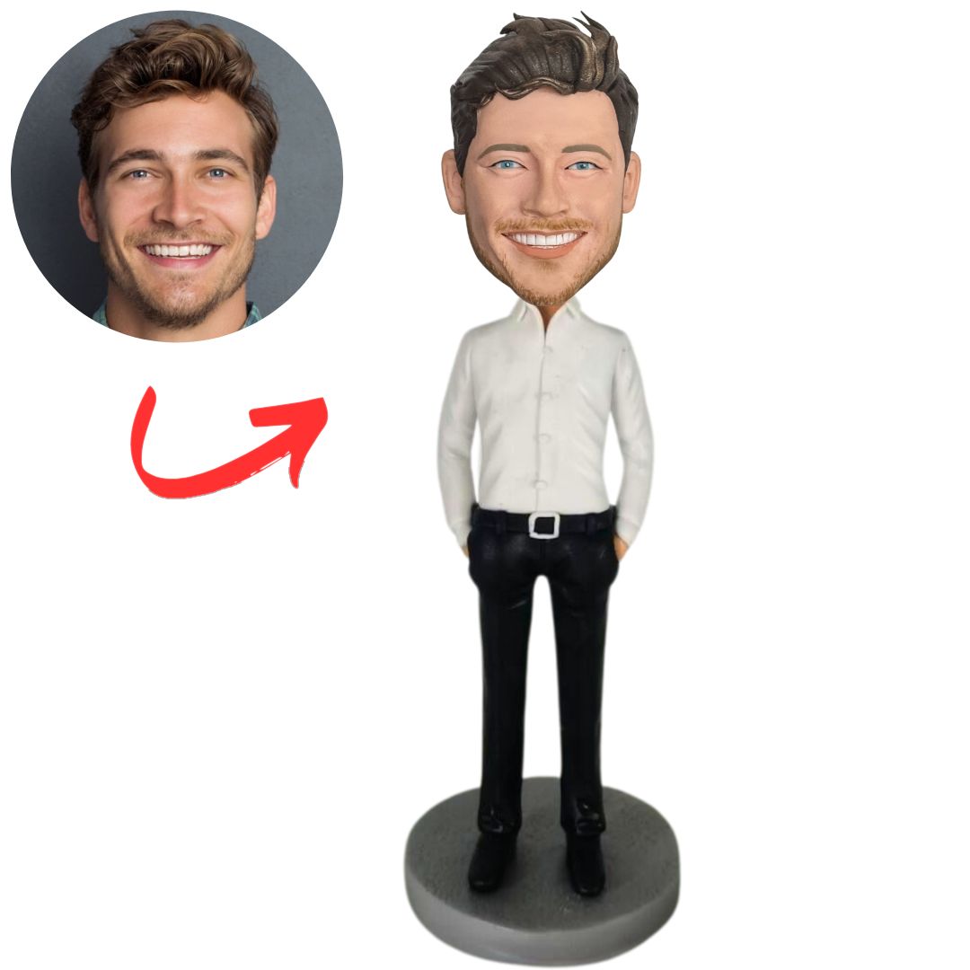 White Shirt Businessman Personalized Business Bobbleheads