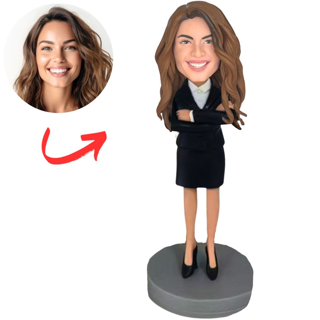 Business Woman in Black Suit Custom Bobbleheads