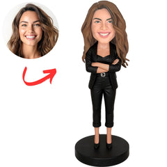 Business Woman with Folded Arms Custom Bobbleheads