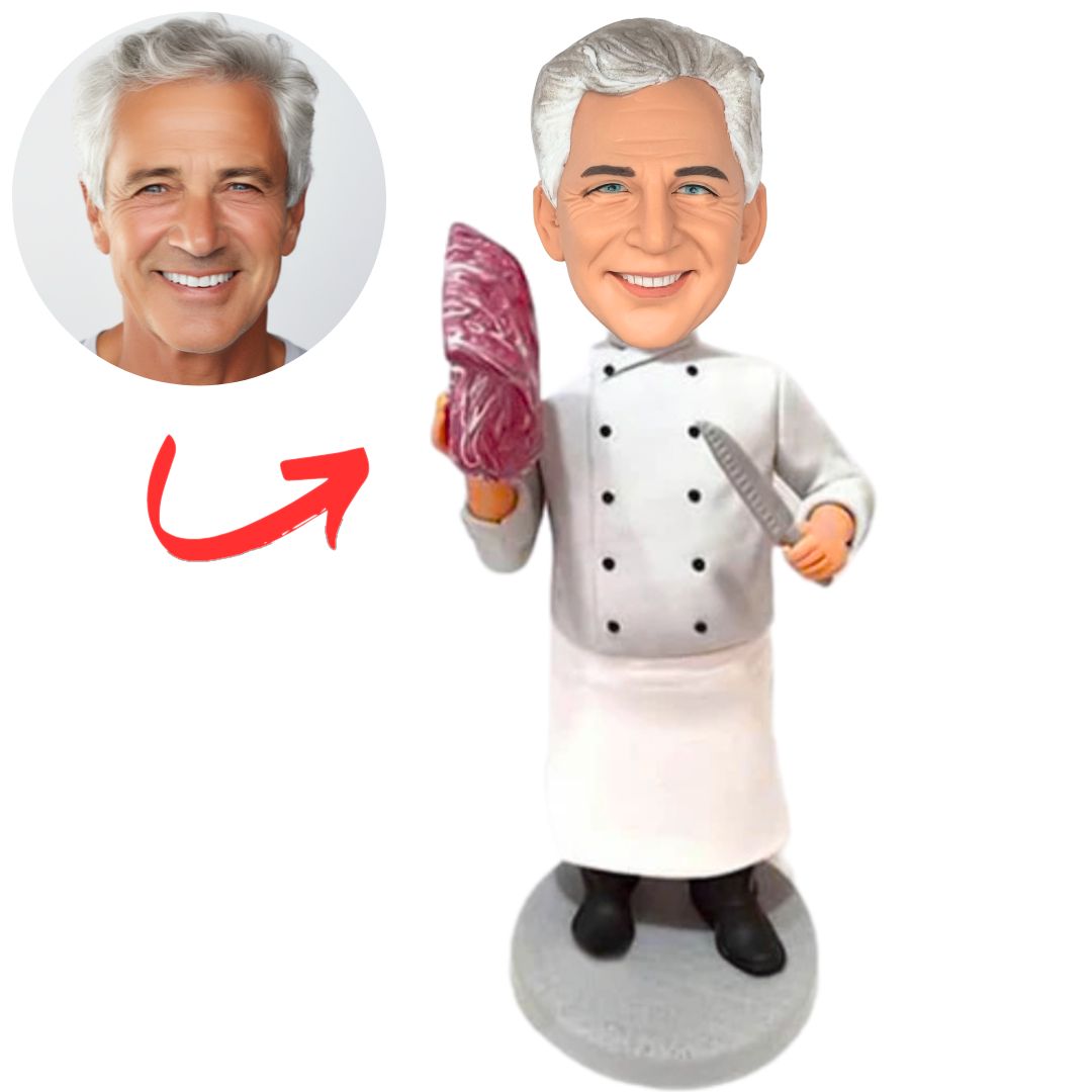 Chef Holding Meat Custom Chef Bobbleheads