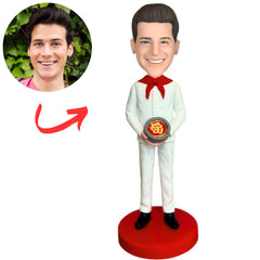 Chef Holding Pizza Personalized Chef Bobblehead