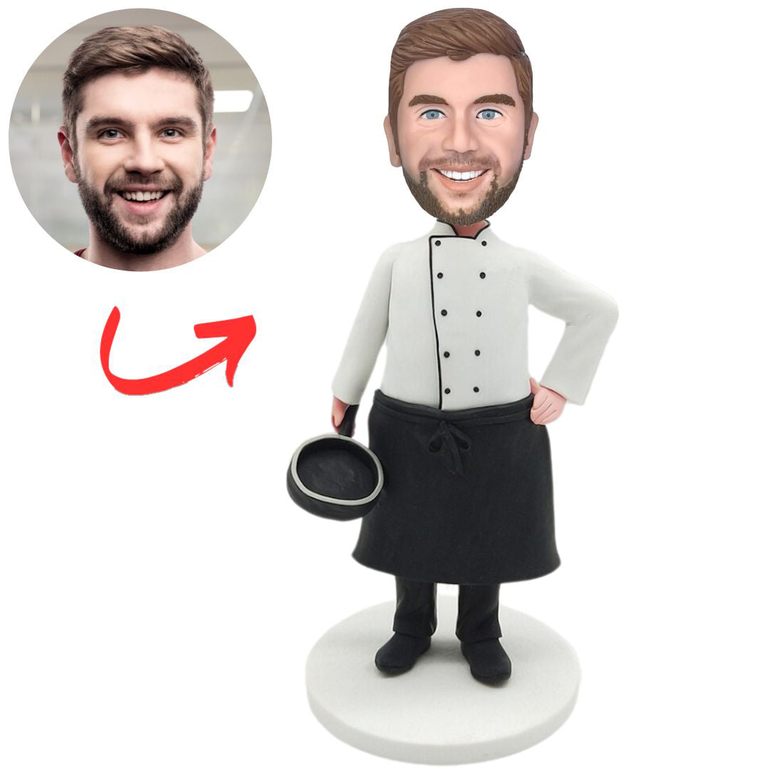 Fat Chef Holding a Pot Personalized Chef Bobblehead