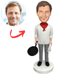 Chef Holding a Frying Pan Personalized Bobbleheads