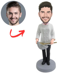 Chef Holding a Spoon And a Pot Personalized Chef Bobbleheads