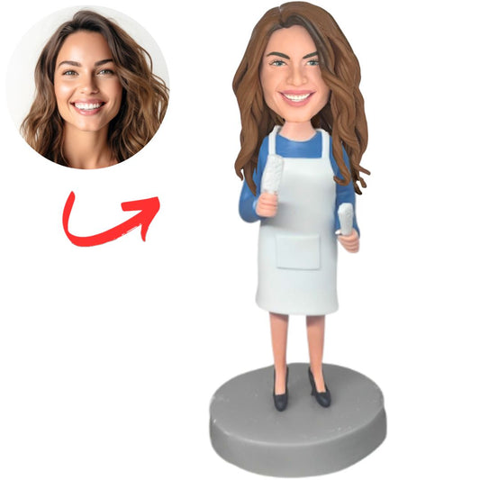 Female Chef Holding a Spatula Custom Bobbleheads