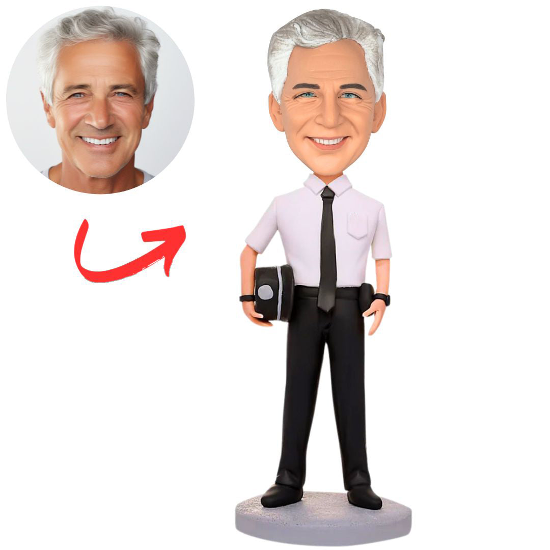 Policeman in White Shirt Personalized Policeman Bobbleheads