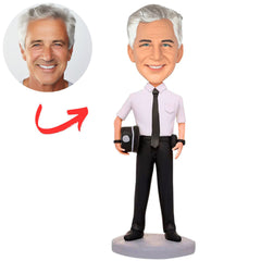 Policeman in White Shirt Personalized Policeman Bobbleheads