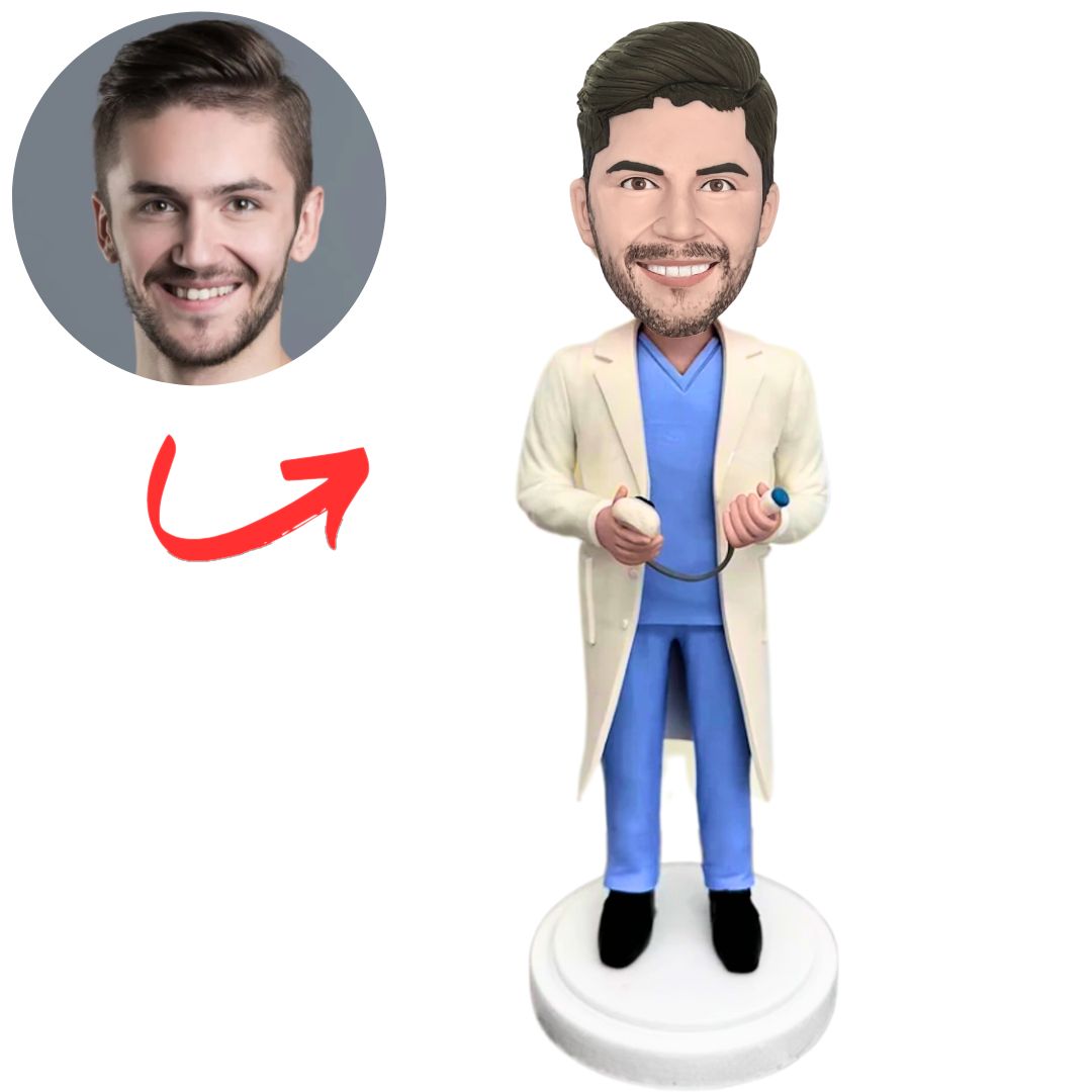 Male Doctor Holding Medical Equipment Custom Bobbleheads