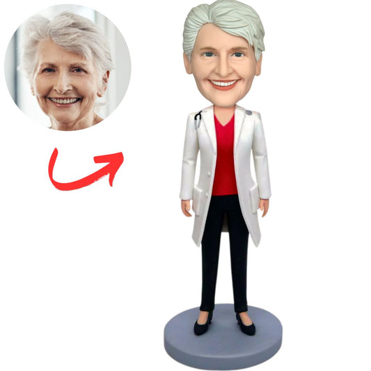 Custom Bobbleheads Red Shirt Female Doctor