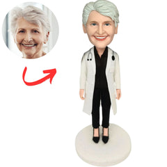 Black Scrub Female Doctor Custom Bobbleheads