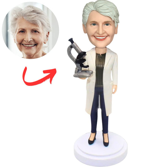 Experimental Doctor Holding a Microscope Custom Bobbleheads
