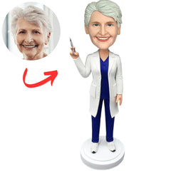Female Head Nurse Holding Syringe Custom Bobbleheads