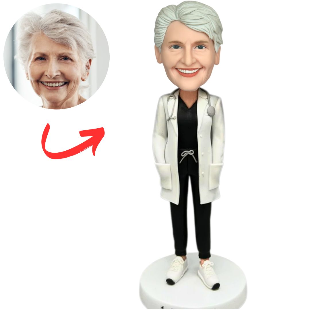 Doctor with Hands in White Coat Custom Bobbleheads