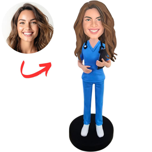 Nurse Holding Notebook Custom Nurse Bobbleheads