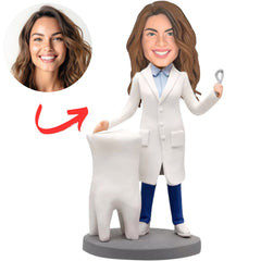 Female Dentist And Big Tooth Custom Doctor Bobbleheads
