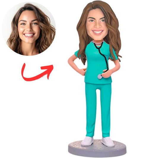 Nurse in Medical Scrubs Custom Bobbleheads