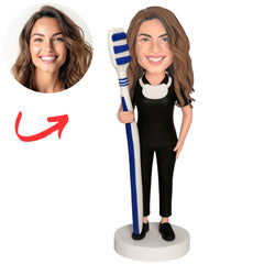 Female Dentist in Black Suit Custom Dentist Bobbleheads