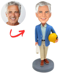 Engineer in Blue Jacket Personalized Engineer Bobbleheads