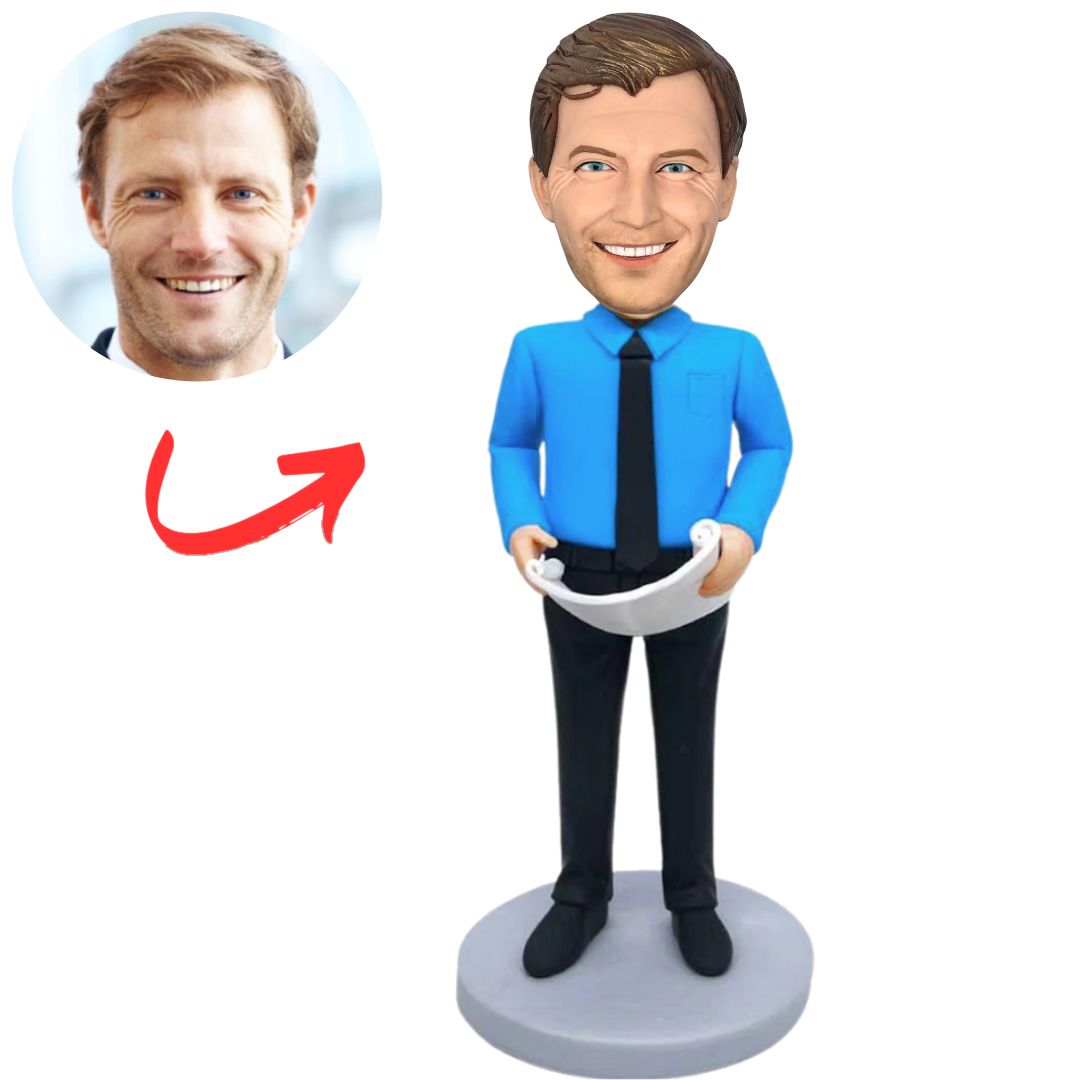 Chemical Engineer in Blue Shirt Custom Engineer Bobbleheads