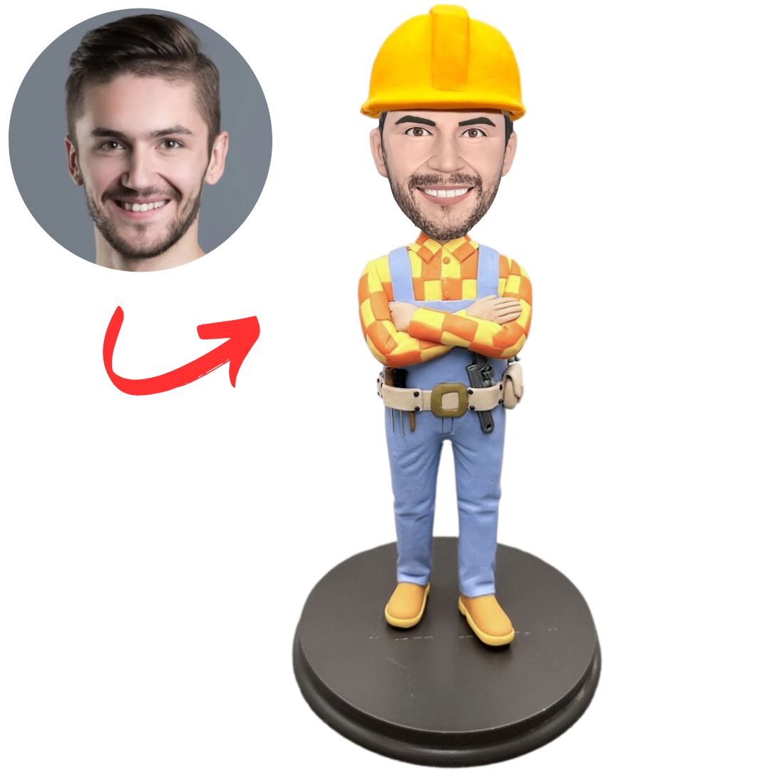 Custom Engineer Wearing Yellow Hard Hat Bobbleheads