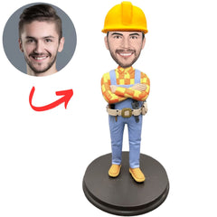 Custom Engineer Wearing Yellow Hard Hat Bobbleheads