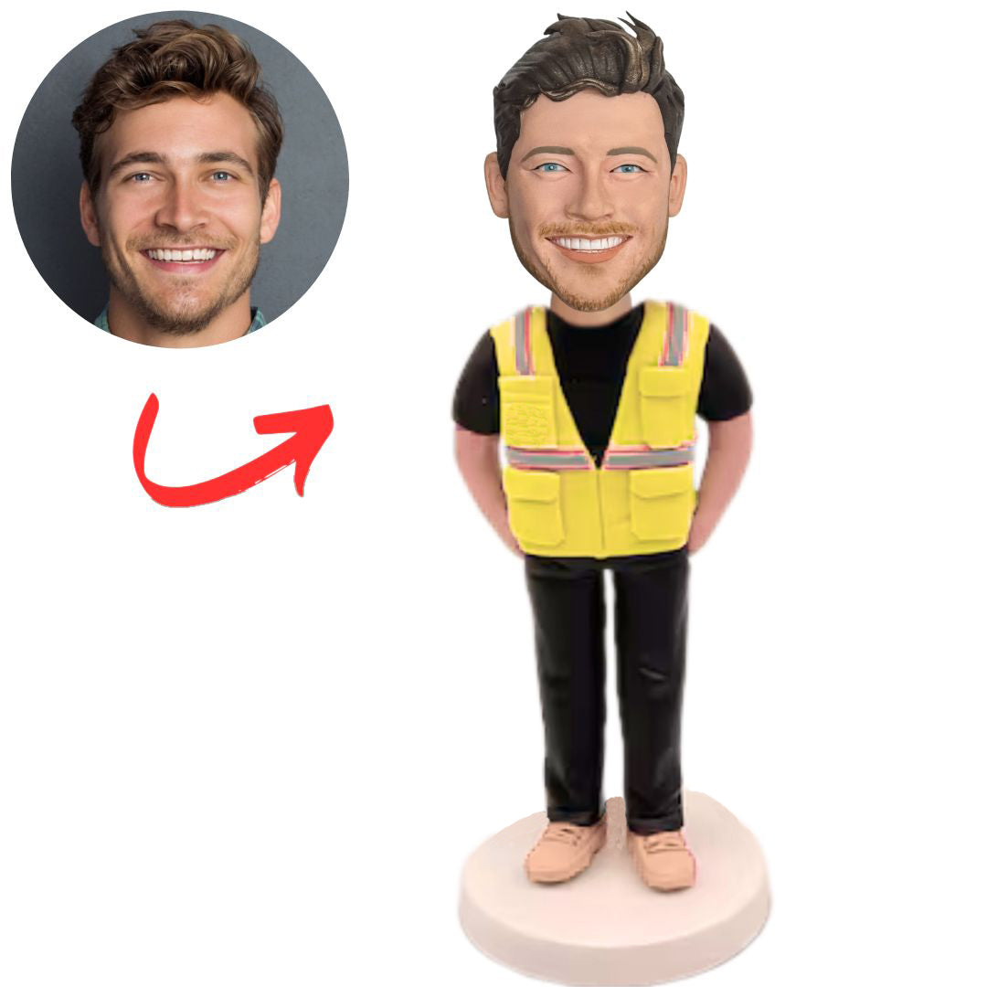 Engineer in Yellow Vest Personalized Bobbleheads