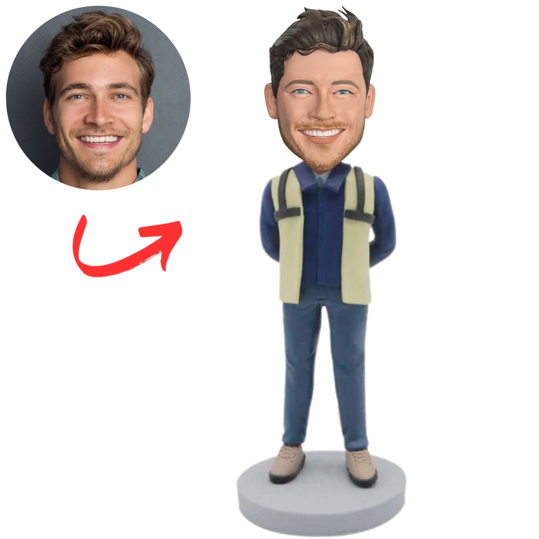 Engineer in Blue Suit Personalized Bobbleheads