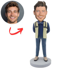 Engineer in Blue Suit Personalized Bobbleheads