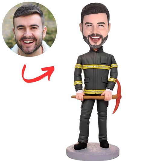 Firefighter Holding an Axe Custom Fireman Bobbleheads