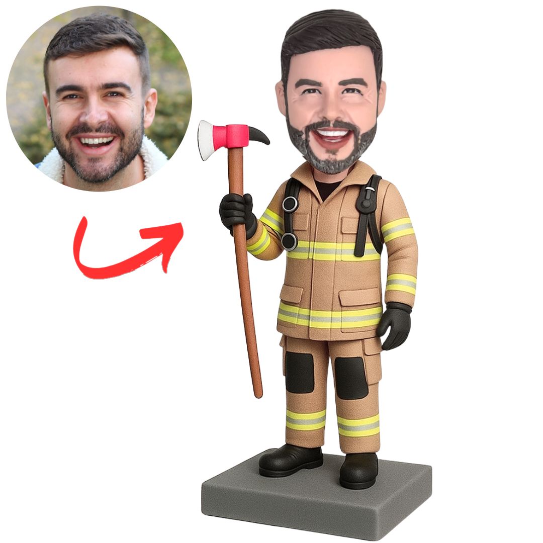 Personalized Firefighter Holding an Axe Bobbleheads