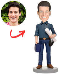 Engineer Holding a Toolbox Custom Bobbleheads