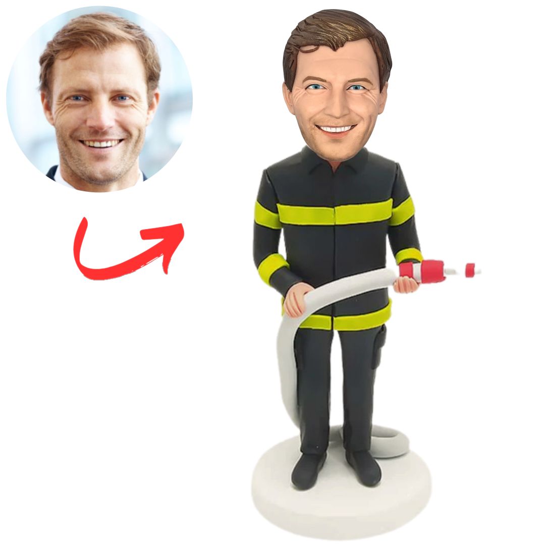 Custom Bobbleheads Firefighter Holding a Water Hose