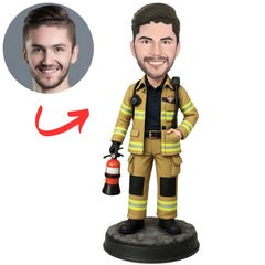 Custom Bobbleheads Firefighter Holding Fire Extinguisher