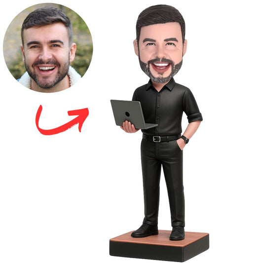 Grey Suit IT Man Custom Bobbleheads
