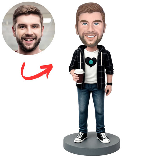 Custom Bobbleheads Programmer in a Hoodie