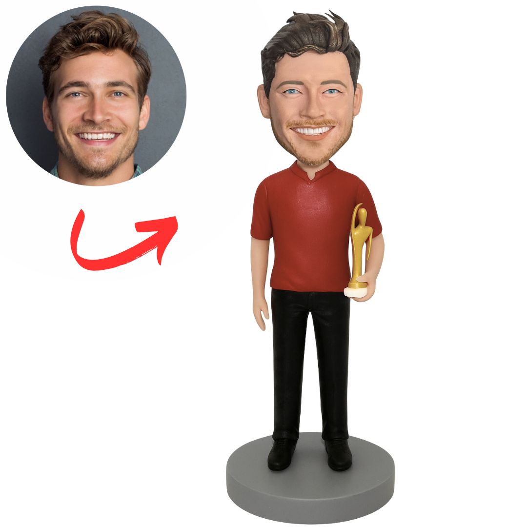 Man Holding a Trophy Custom Bobbleheads