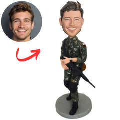 Personalized Soldier with Rifle Bobbleheads