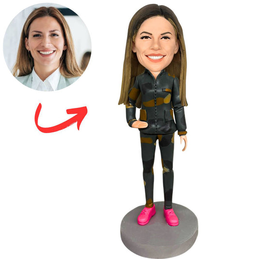 Woman in Camouflage Custom Bobbleheads
