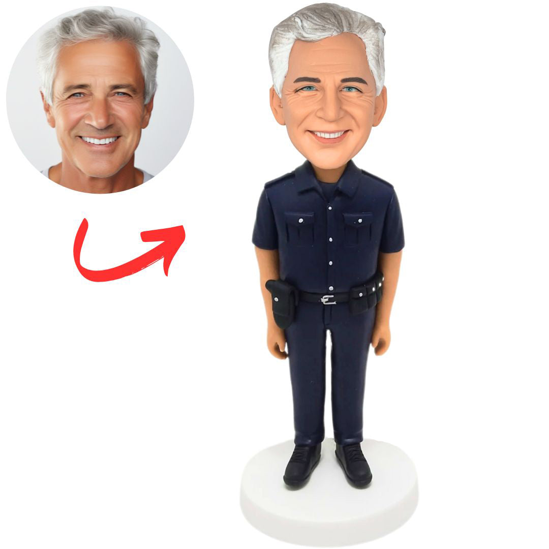 Custom Bobbleheads Policeman in Dark Blue Uniform