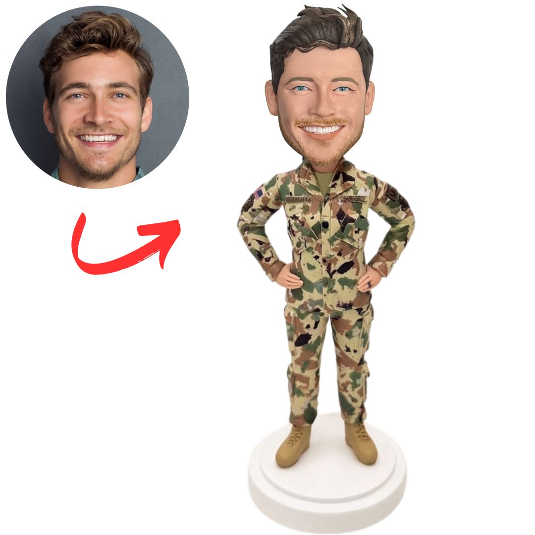 Army Commander with Hands on Waist Personalized Bobbleheads