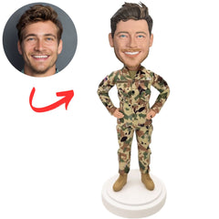 Army Commander with Hands on Waist Personalized Bobbleheads