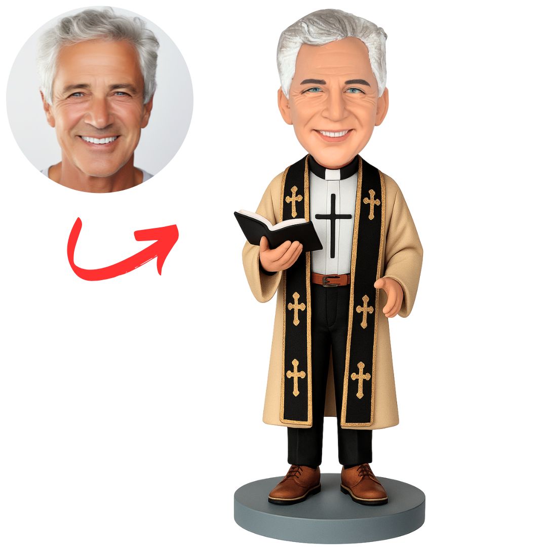 Pastor Holding a Bible Custom Priest Bobbleheads
