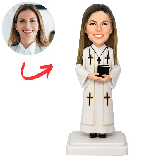 Female Pastor Holding a Bible Custom Bobbleheads