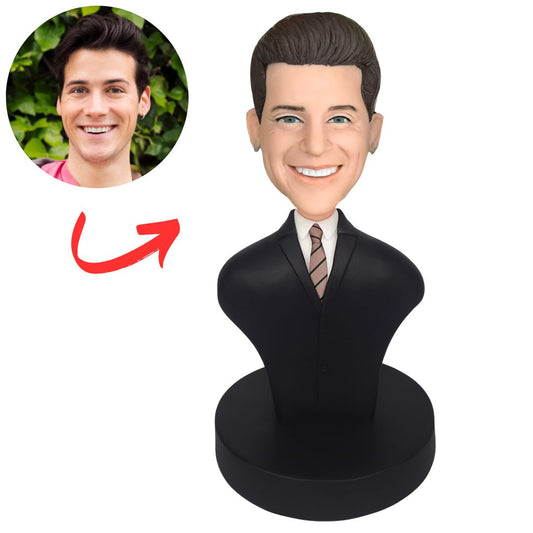 Black Coat Business Man Bust Custom Bobbleheads