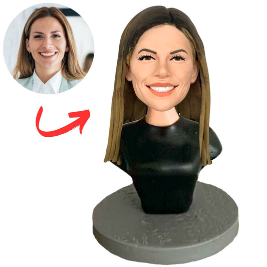 Black Shirt Business Woman Bust Custom Bobbleheads