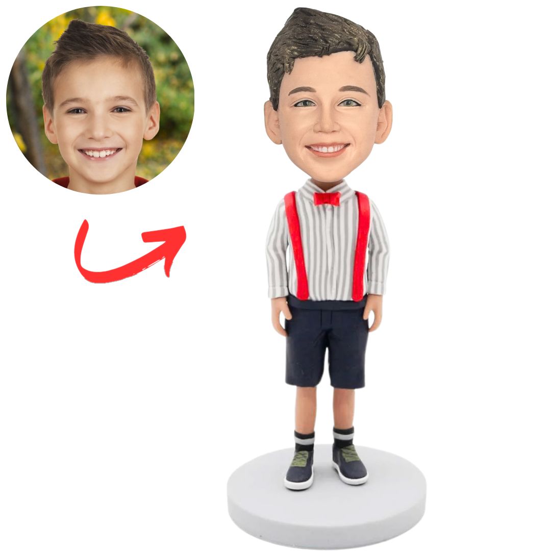 Teen Boy Wearing Overalls Custom Bobbleheads