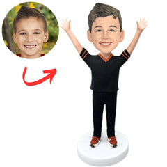 Black Suit Happy Boy Custom Bobbleheads