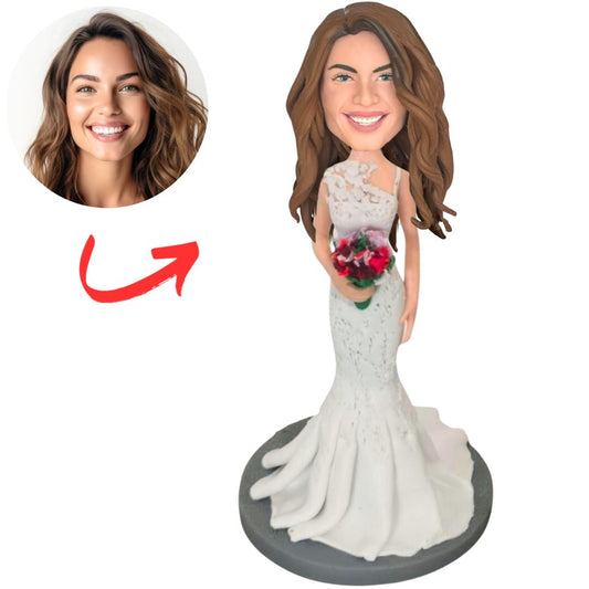 Bridesmaid Holding Flowers Custom Bobbleheads