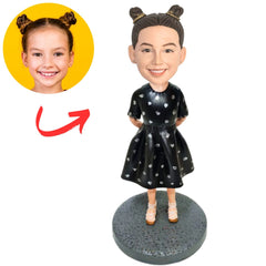 Little Girl Child in a Printed Skirt Custom Bobbleheads