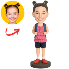 Girl with Schoolbag Custom Child Bobbleheads